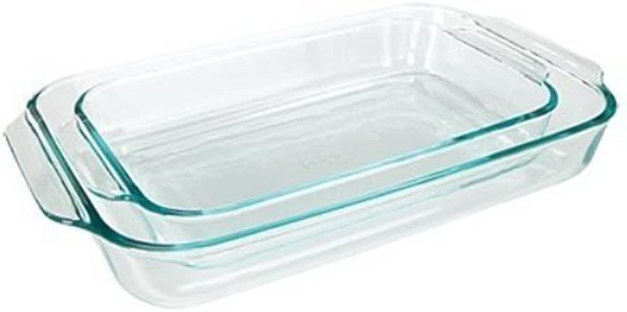 Pyrex Basics Clear Oblong Glass Baking Dishes, 2 Piece Value-plus Pack Set Made in the USA | Amazon (US)