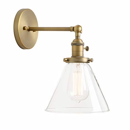 Permo Single Sconce with Funnel Flared Glass Clear Glass Shade 1-Light Wall Sconce Wall Lamp (Ant... | Amazon (US)