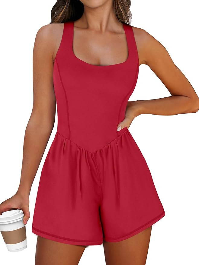 Caracilia Womens Athletic Rompers One Piece Short Running Workout Jumpsuits Casual 2024 Summer Ou... | Amazon (US)