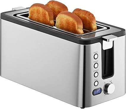 Mecity 4 Slice Toaster, Long Slot Toaster With Countdown Timer, Bagel / Defrost / Reheat / Cancel... | Amazon (US)