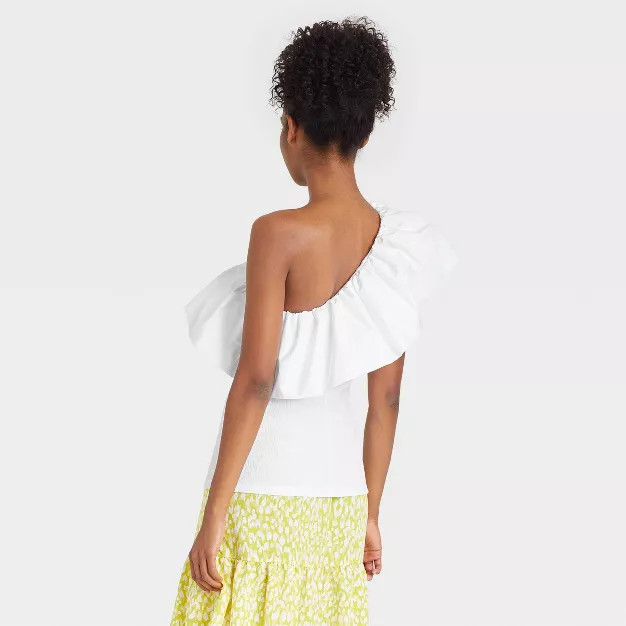 Women's Ruffle Elbow Sleeve One Shoulder Blouse - Who What Wear™ | Target