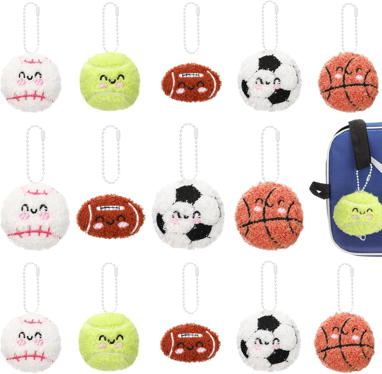 Simgoing 30 Pcs Mixed Ball Keychain Gift Bulk Mini Plush Ball Prizes Funny Sports Players Team Pa... | Amazon (US)
