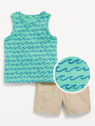2-Pack Tank Top & Cotton Poplin Pull-On Shorts Set for Toddler Boys | Old Navy (US)