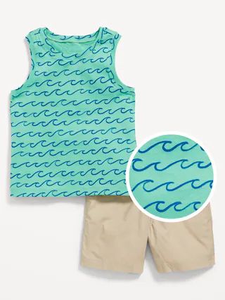 2-Pack Tank Top & Cotton Poplin Pull-On Shorts Set for Toddler Boys | Old Navy (US)