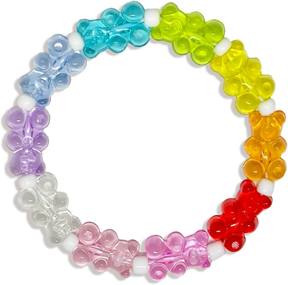 Colorful Gummy Bear Elastic Bracelet – Fun, Stylish Jelly Bear Bead Bracelet, Trendy Gift for F... | Amazon (US)