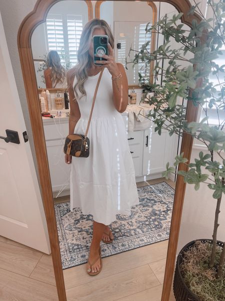 Sunday’s comfy yet chic OOTD 🤍 (I’m wearing XS - runs forgiving!) obsessed with the simplicity of this Walmart dress! It’s sooo affordable AND very comfy! Yet I feel put together - in a pinch! I have a regular bra on - just criss crossed the straps in the back. // 

Summer dress
Graduation
Vacation
Florida
White dress
Bride
Brunch
Church

