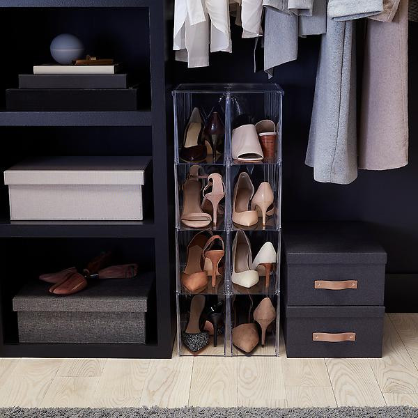 The Container Store Clearline Tall Divided Shoe Bin Clear | The Container Store
