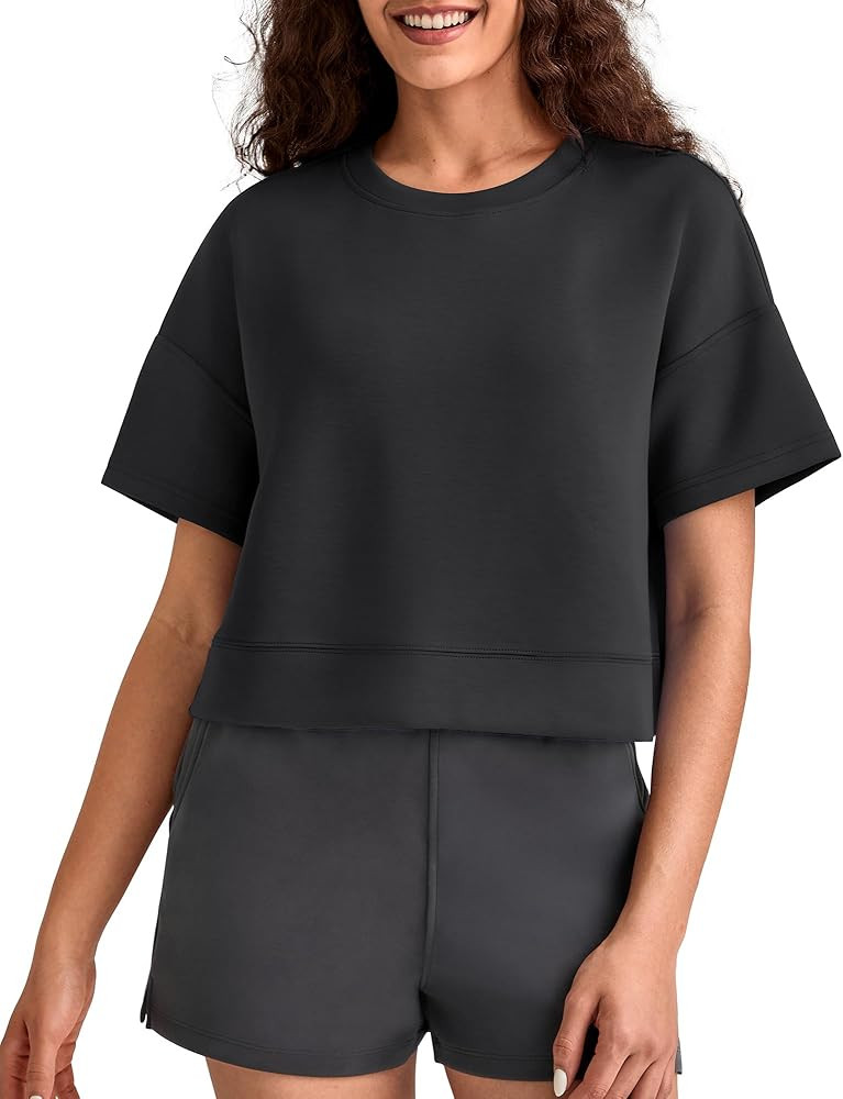 G4Free Smoofit Modal Soft Boxy Tee Shirts for Women Short Sleeve Drop Shoulder Crew Neck Basic To... | Amazon (US)