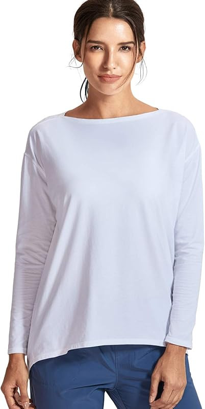 CRZ YOGA Long Sleeve Workout Shirts for Women Loose Fit-Pima Cotton Yoga Shirts Casual Fall Tops ... | Amazon (US)
