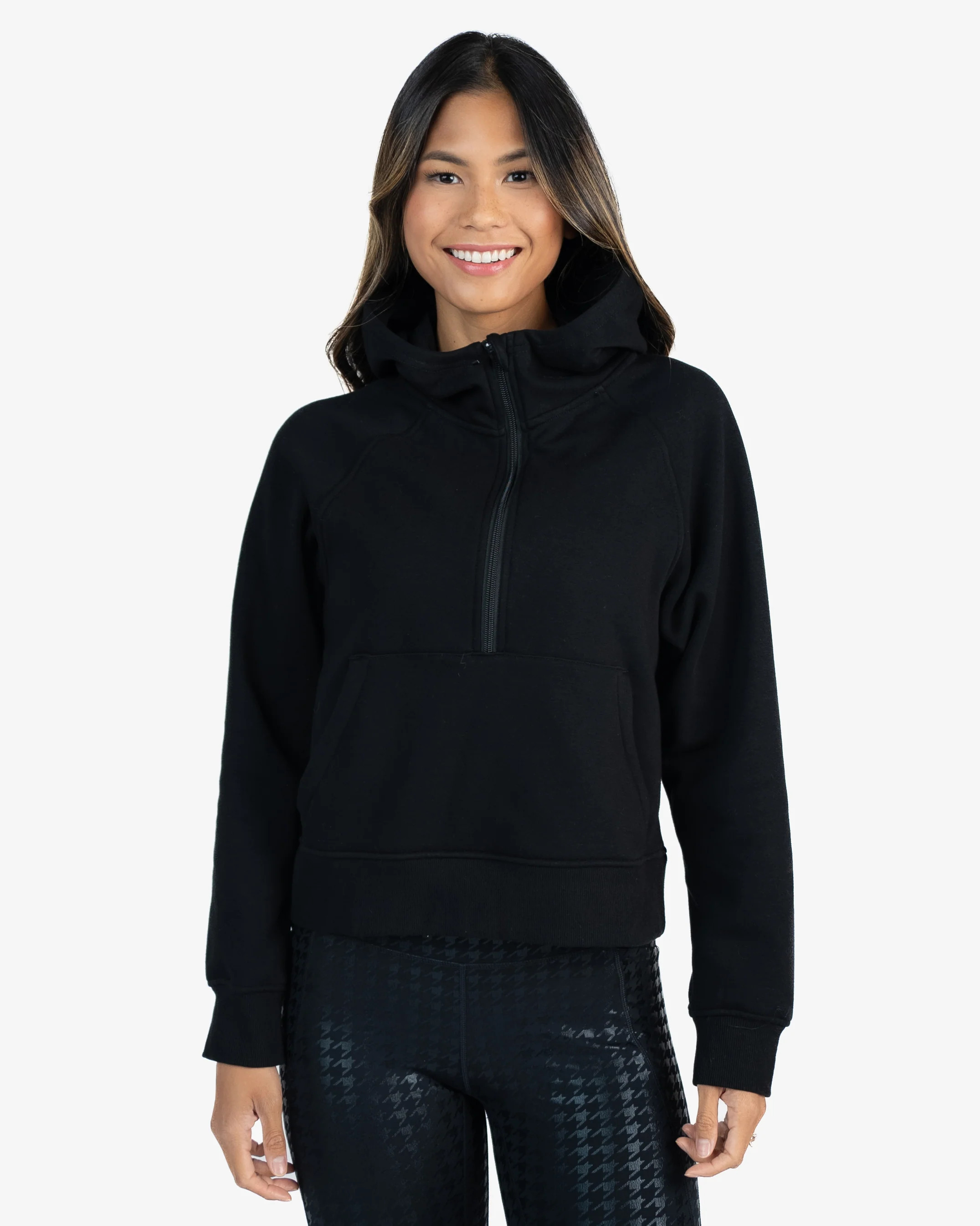 Classic Half Zip Up Hoodie - Black | Senita Athletics