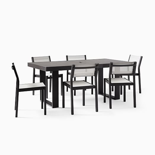 Portside Aluminum Outdoor 72" Dining Table & Textilene Chairs Set | West Elm (US)