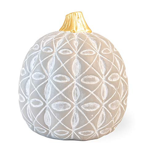 Boston International Decorative Pumpkin Figurine, 5.5 x 7-Inches, Grey Diamond Flower | Amazon (US)