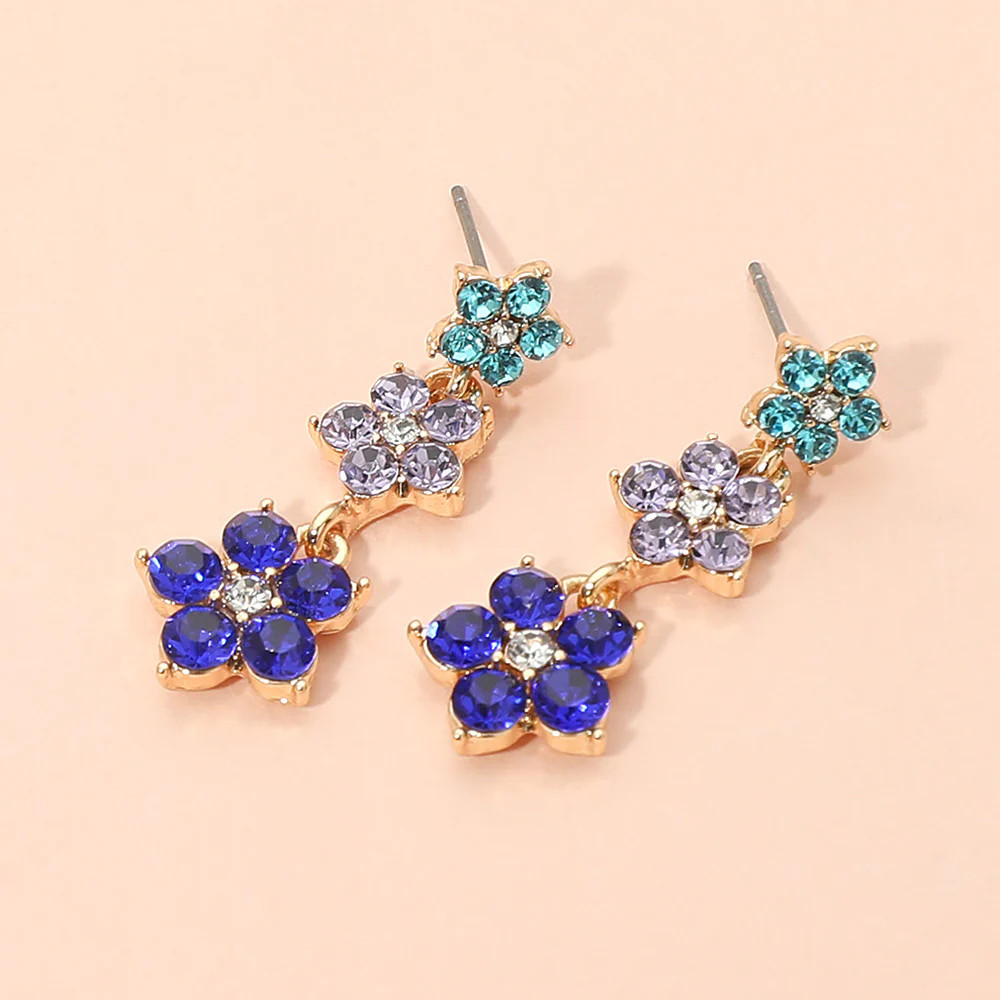 Stone Cluster Floral Link Drop Earrings | Shop Simon