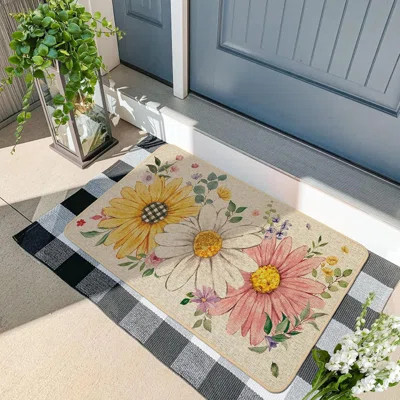 Spring Summer Floral Doormat Outdoor Outside Sunflower... | Wayfair North America