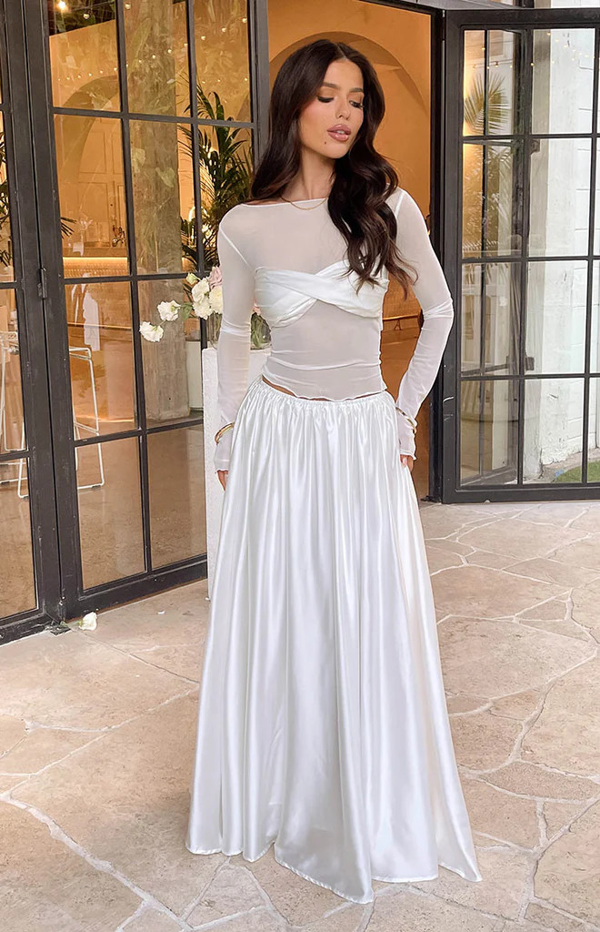 Clementine White Maxi Skirt | Beginning Boutique (AU)