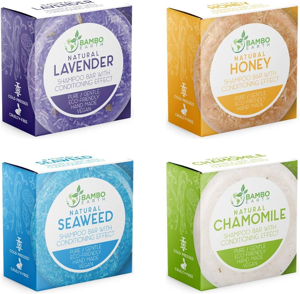 Solid Shampoo Bar And Conditioner Effect Hair Soap – 4 Pack 100% Organic Shampoo Bars For Hair ... | Amazon (US)