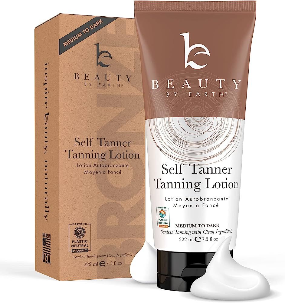 Beauty by Earth Self Tanner Tanning Lotion - Sunless Tanner with Organic Ingredients for Natural ... | Amazon (US)