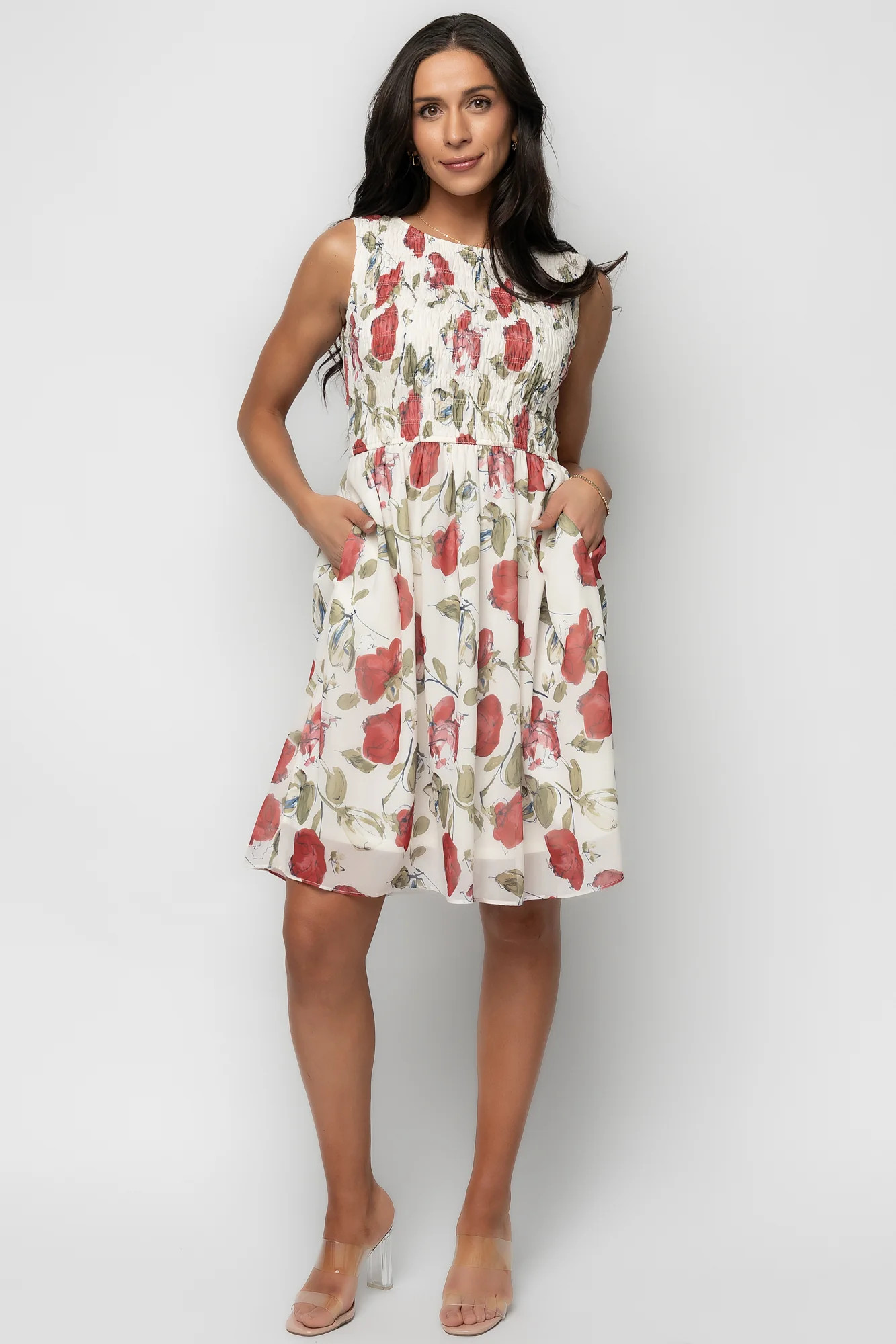 Clémence Smocked Short Dress — Rose Floral | Baltic Born | Baltic Born