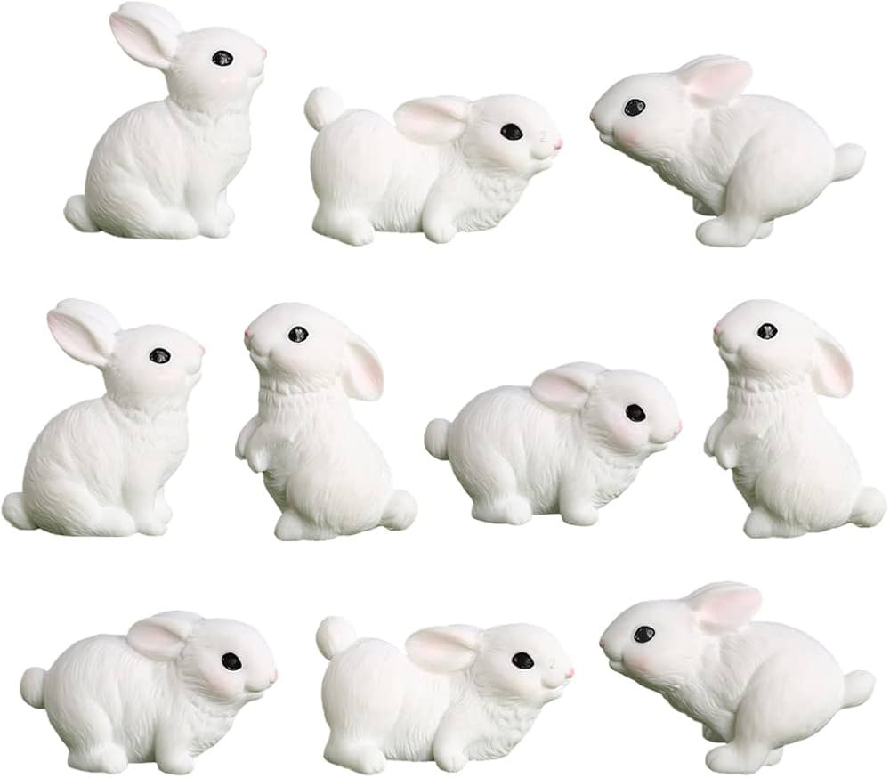 20pcs Mini Rabbit Animal Figures Toy Easter Egg Cake Toppers, Miniature Rabbit Figurines Fairy Ga... | Amazon (US)