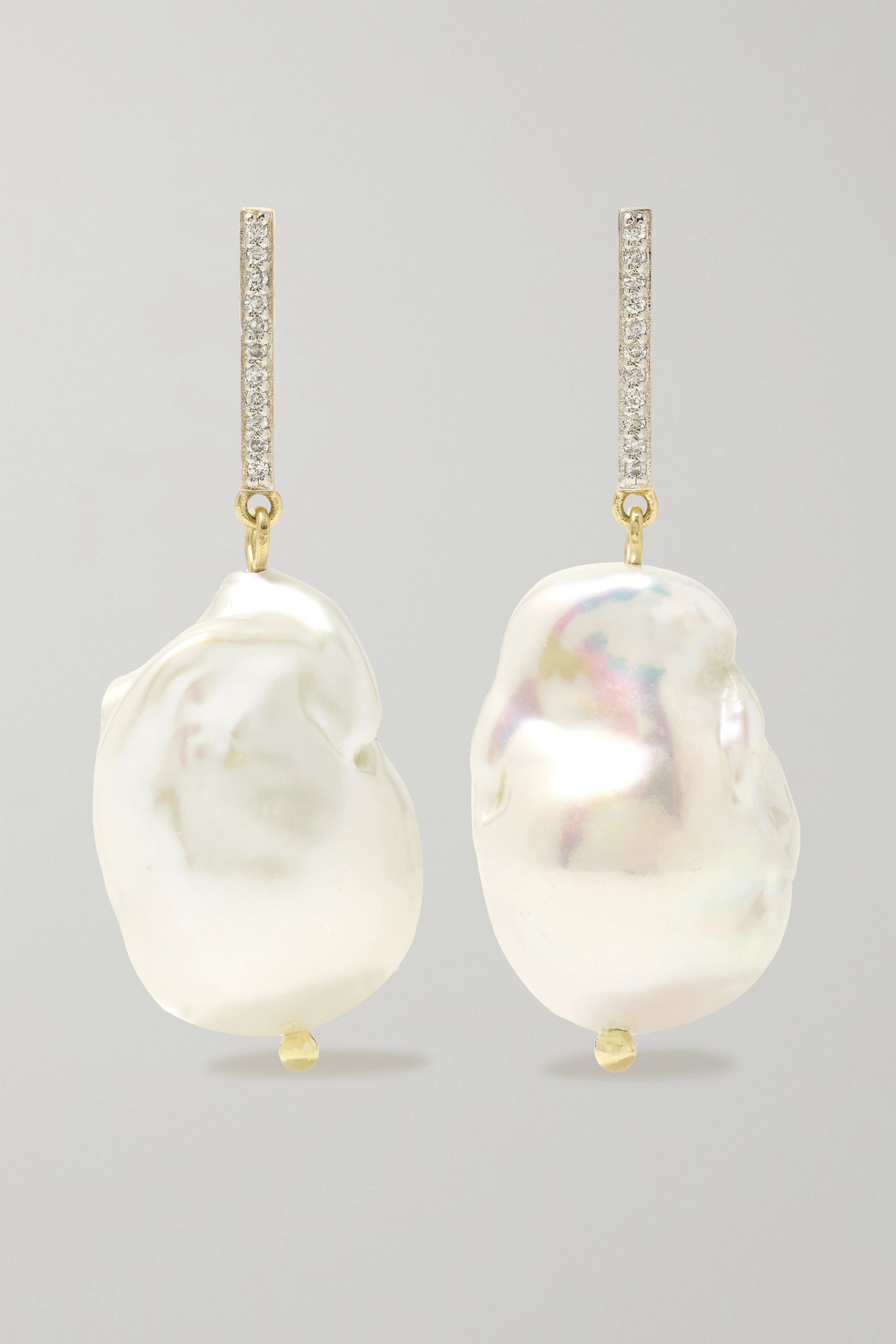 14-karat gold, pearl and diamond earrings | NET-A-PORTER (US)