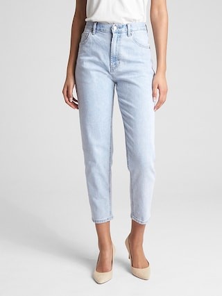 Gap Womens High Rise Mom Jeans (Light) Light Indigo Size 24 | Gap US