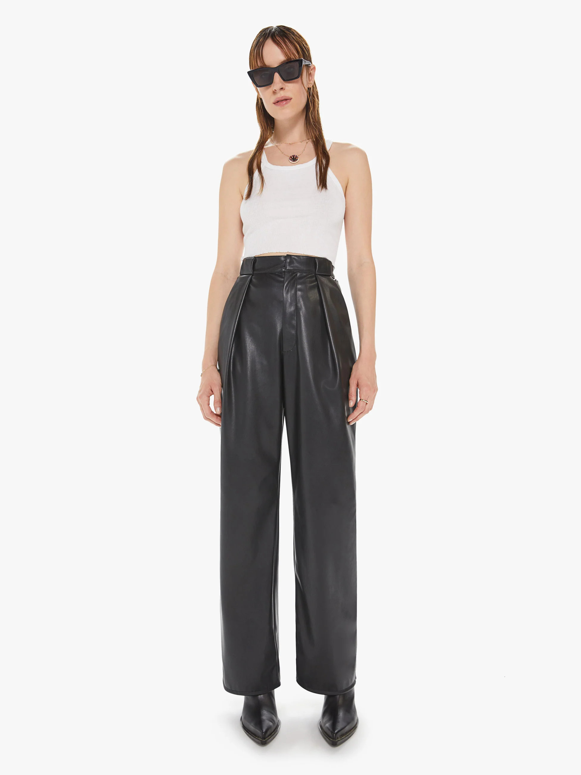 HIGH WAISTED TUNNEL VISION PLEATED PREP - BLACK | Mother Denim
