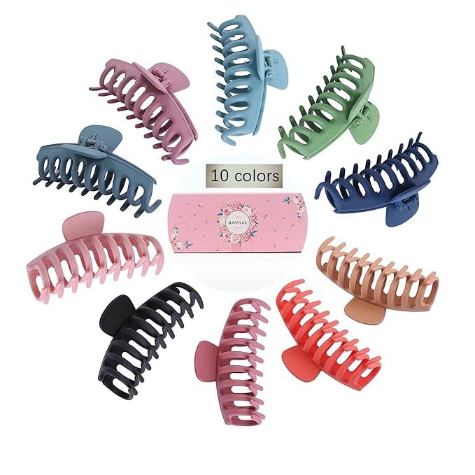 10 Colors Hair Claw Clips 4 Inch Matte Nonslip Large Hair Clips For Women Thick and Thin Hair Lar... | Amazon (US)