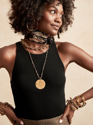 High-Neck Ribbed Tank | Banana Republic (US)