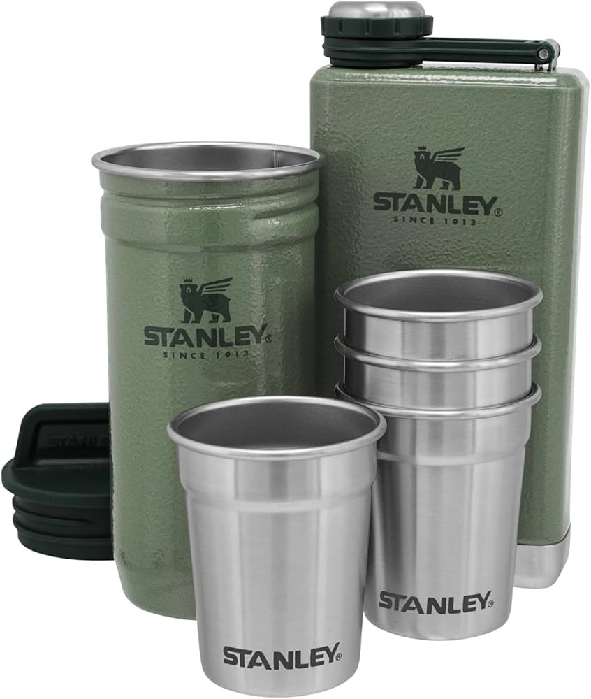 Stanley Adventure Pre-Party and Nesting Shot Glass Set | 8 oz Leakproof Hip Flask | 4 Shot Glasse... | Amazon (US)