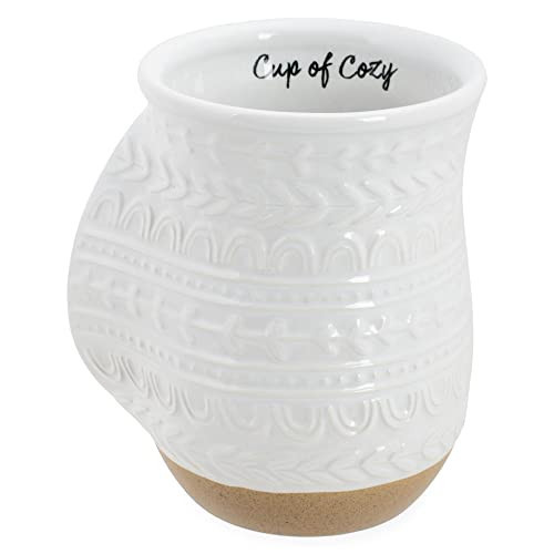 Elanze Designs Cup of Cozy Nordic Knit 14 ounce Ceramic Stoneware Handwarmer Coffee Mug, Raw Clay | Amazon (US)