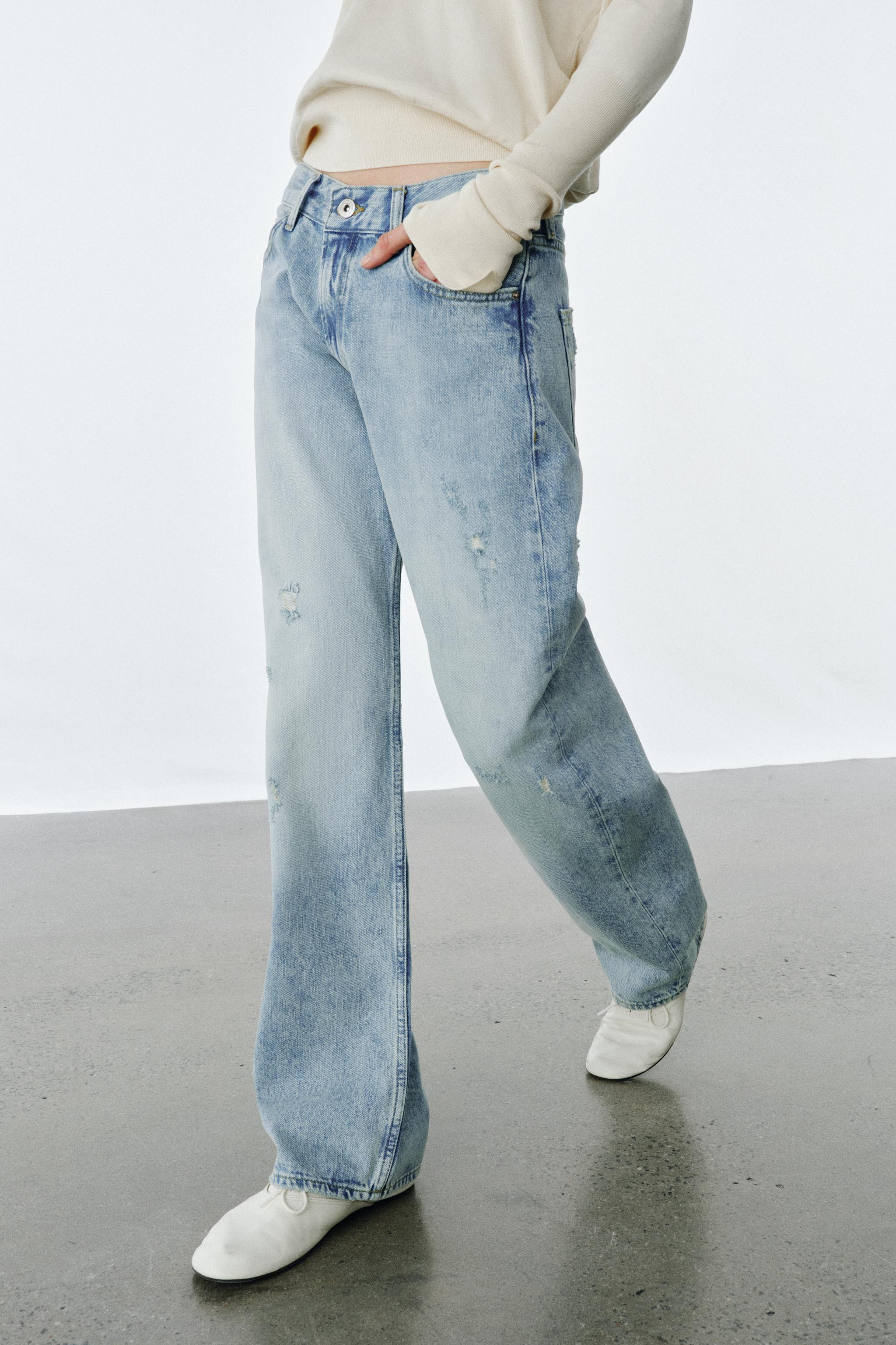ZW COLLECTION RELAXED STRAIGHT LOW RISE JEANS | Zara US