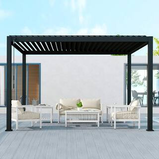 111A 10 ft. x 13 ft. Charcoal Aluminum Modern Pergola | The Home Depot