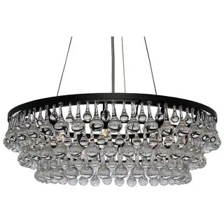 Celeste 10-light Glass and Crystal Chandelier - 32in Diameter - Black | Bed Bath & Beyond