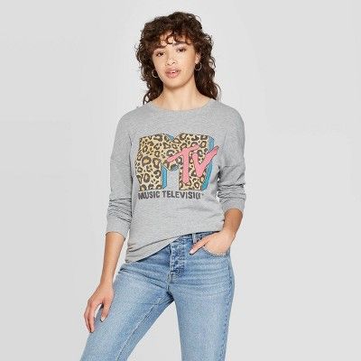 Women's MTV Logo Long Sleeve Sweatshirt (Juniors') - Gray | Target