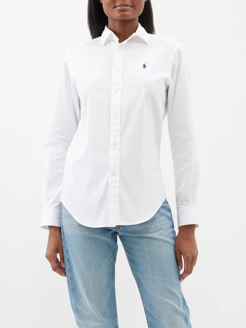 Polo Ralph Lauren - Logo-embroidered Cotton-poplin Shirt - Womens - White - 0 US | Matches (US)