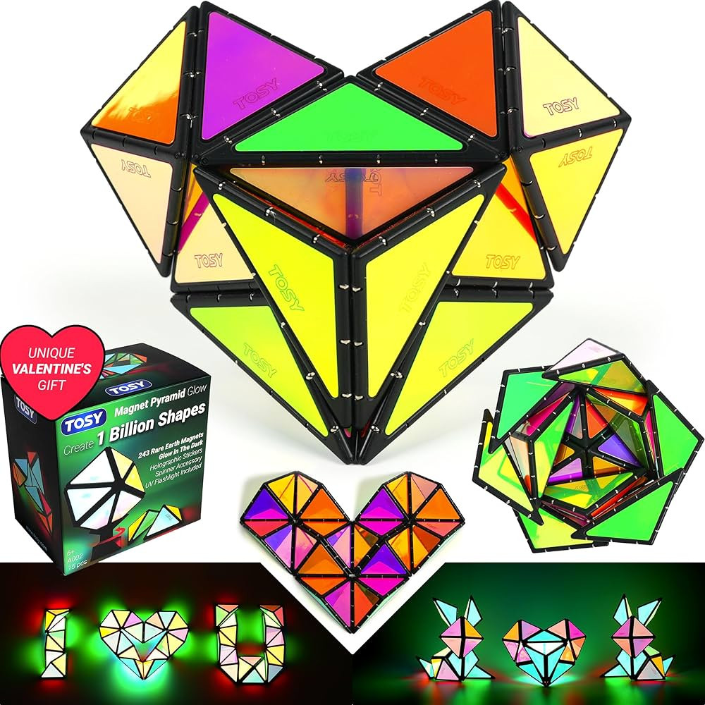 TOSY Magnet Pyramid Glow - 1 Cube Transforms into 1 Billion Shapes (Heart, Rose, Chocolate box…... | Amazon (US)