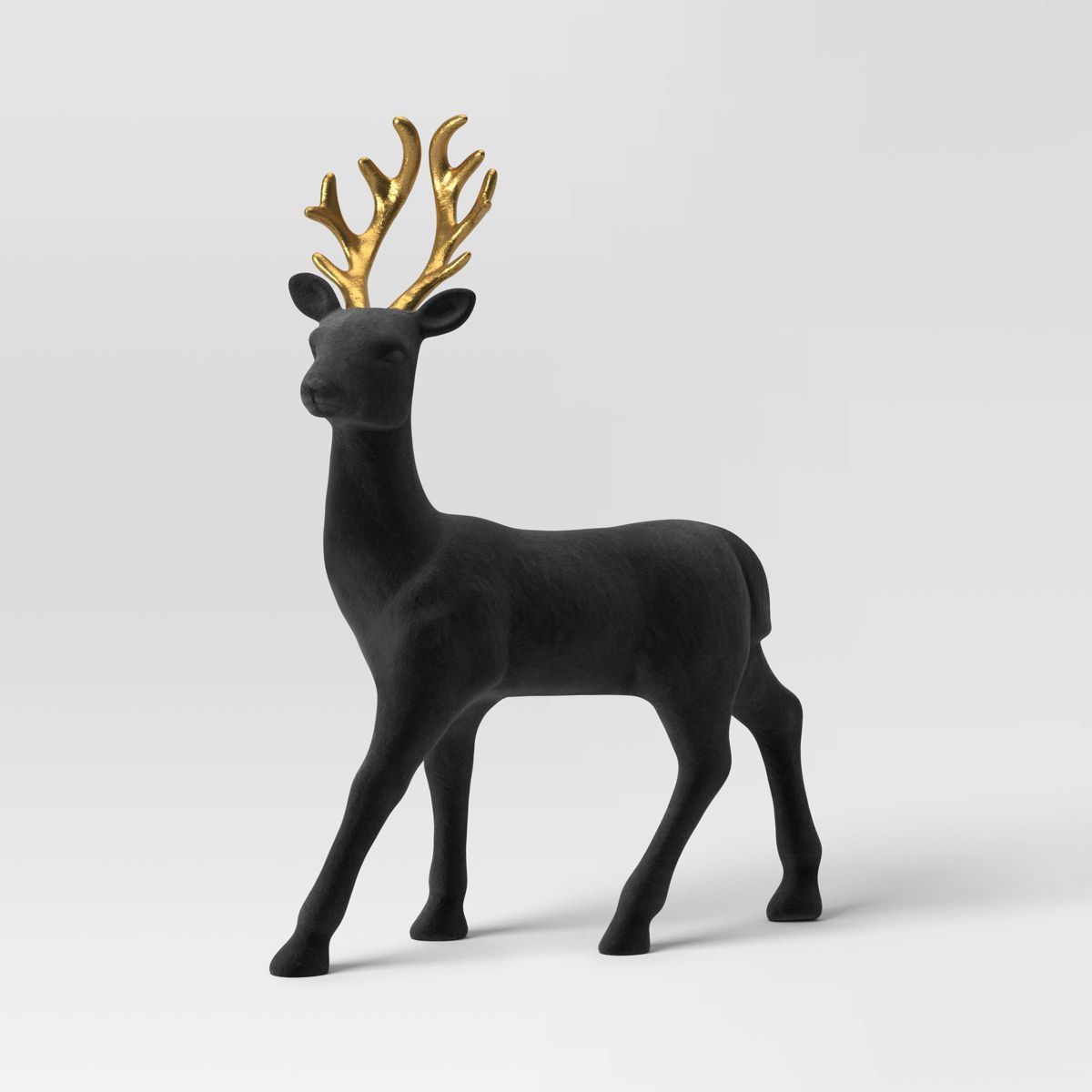 Flocked Standing Deer Animal Christmas Figurine - Wondershop™ Black/Gold | Target