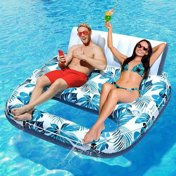 Pool Floats Adult 1-2-3 Person Inflatable Lounger, Extra Large Tanning Recliner Floaty Chair Raft... | Amazon (US)