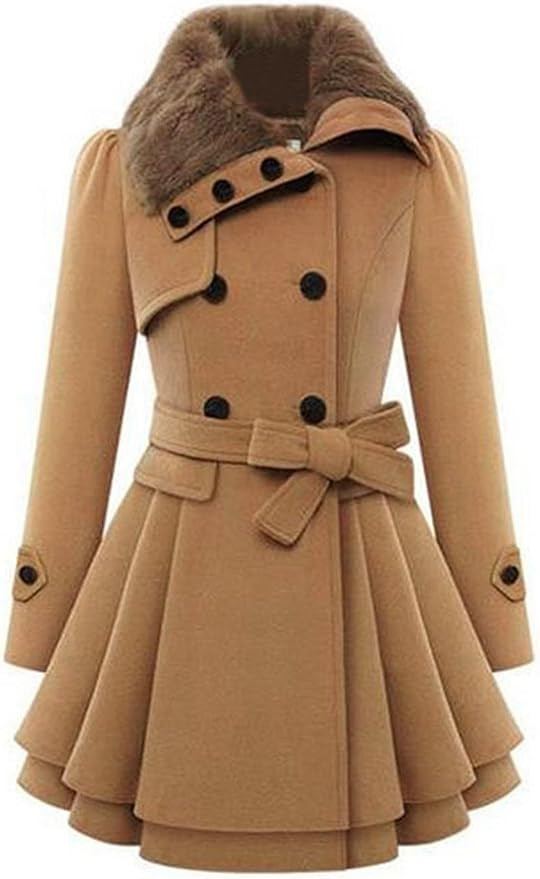 Zeagoo Women's Fashion Faux Fur Lapel Double-Breasted Thick Wool Trench Coat Jacket | Amazon (CA)