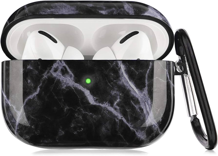 Airpods Pro Case - YOMPLOW Black Marble Protective Hard Case Cover Skin Portable & Shockproof Wom... | Amazon (US)