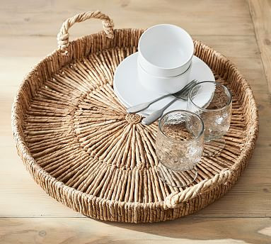 Malibu Handwoven Seagrass Oversized 20" Serving Tray | Pottery Barn (US)
