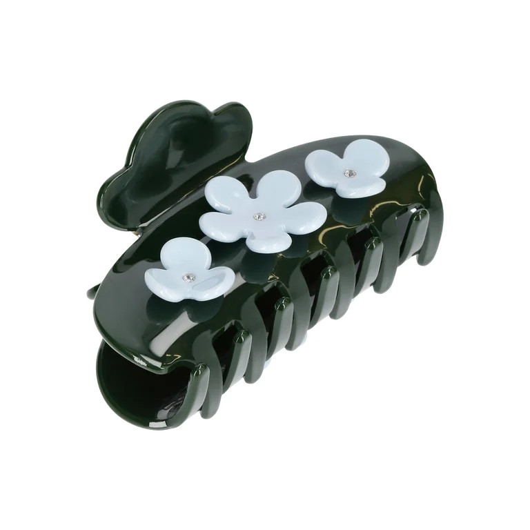 No Boundaries Acrylic Flower Claw Clip, Green/Blue, Women's | Walmart (US)