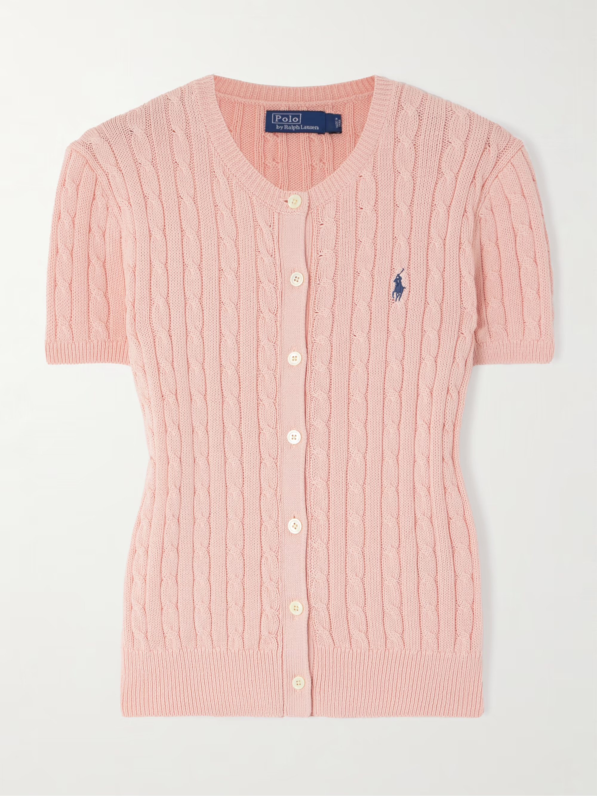 Embroidered cable-knit cotton cardigan | NET-A-PORTER (UK & EU)