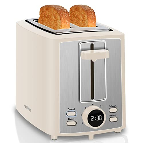 SEEDEEM Toaster 2 Slice, Bread Toaster with LCD Display, 7 Shade Settings, 1.４'' Extra Wide Slo... | Amazon (US)