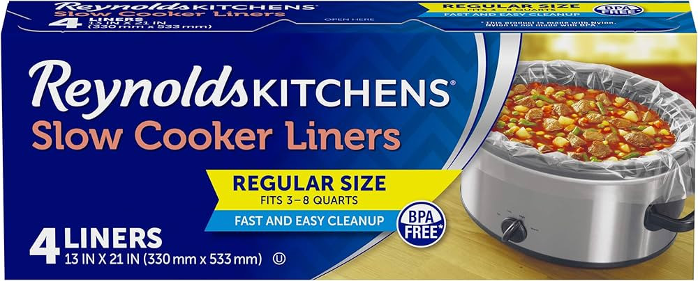 Reynolds Kitchens Slow Cooker Liners, Regular (Fits 3-8 Quarts), 4 Count (Pack of 12), 48 Total | Amazon (US)