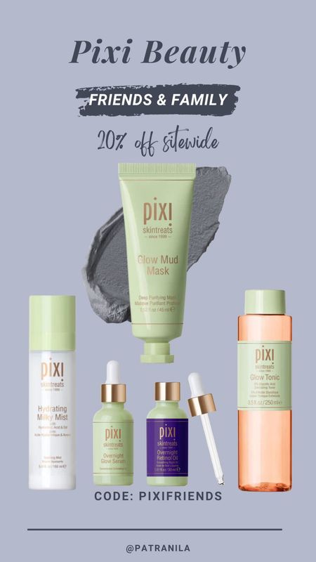 Pixi Beauty is having a Friends and Family Sale event this week. Use code: PIXIFRIENDS for 20% off sitewide. My faves include Hydrating Milky Mist, Glow Tonic, Detoxif-eye masks, Glow Mud Mask and more. #pixibeauty 

#LTKBeautySale #LTKbeauty #LTKsalealert