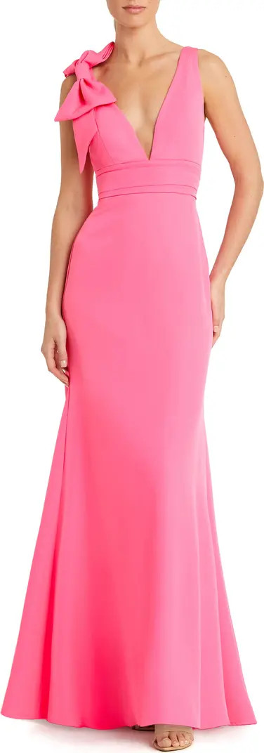 Sleeveless V Neck Bow Detail Mermaid Gown | Nordstrom