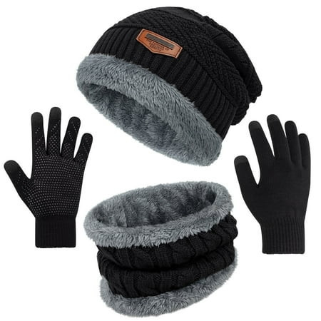 Loritta 3 Pack Womens Winter Hats and Casual Scarf Set Soft Winter Gloves Beanie Hats for Women | Walmart (US)