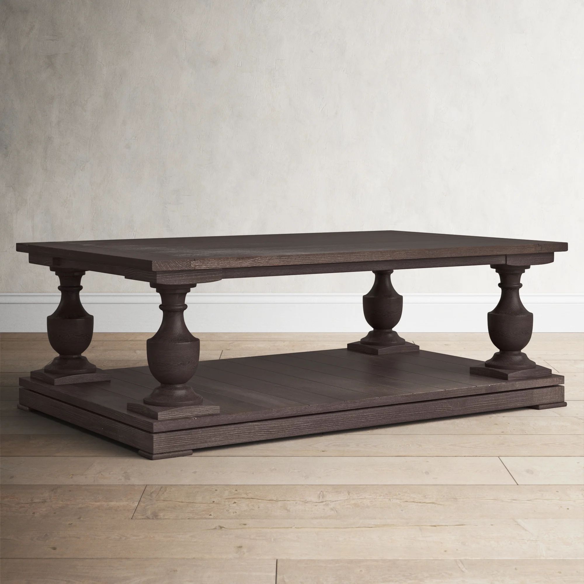 Shameka Solid Wood Floor Shelf Coffee Table with Storage | Wayfair North America