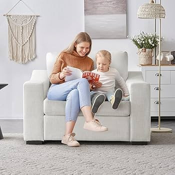 ELUCHANG Oversized Accent Chair, Linen Fabric Upholstered Mid Century Modern Chair with Large Sea... | Amazon (US)